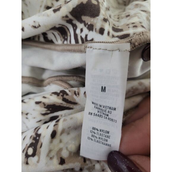 Aerie Capri Leggings M Womens White Brown High Rise Skinny Athletic - Picture 11 of 11